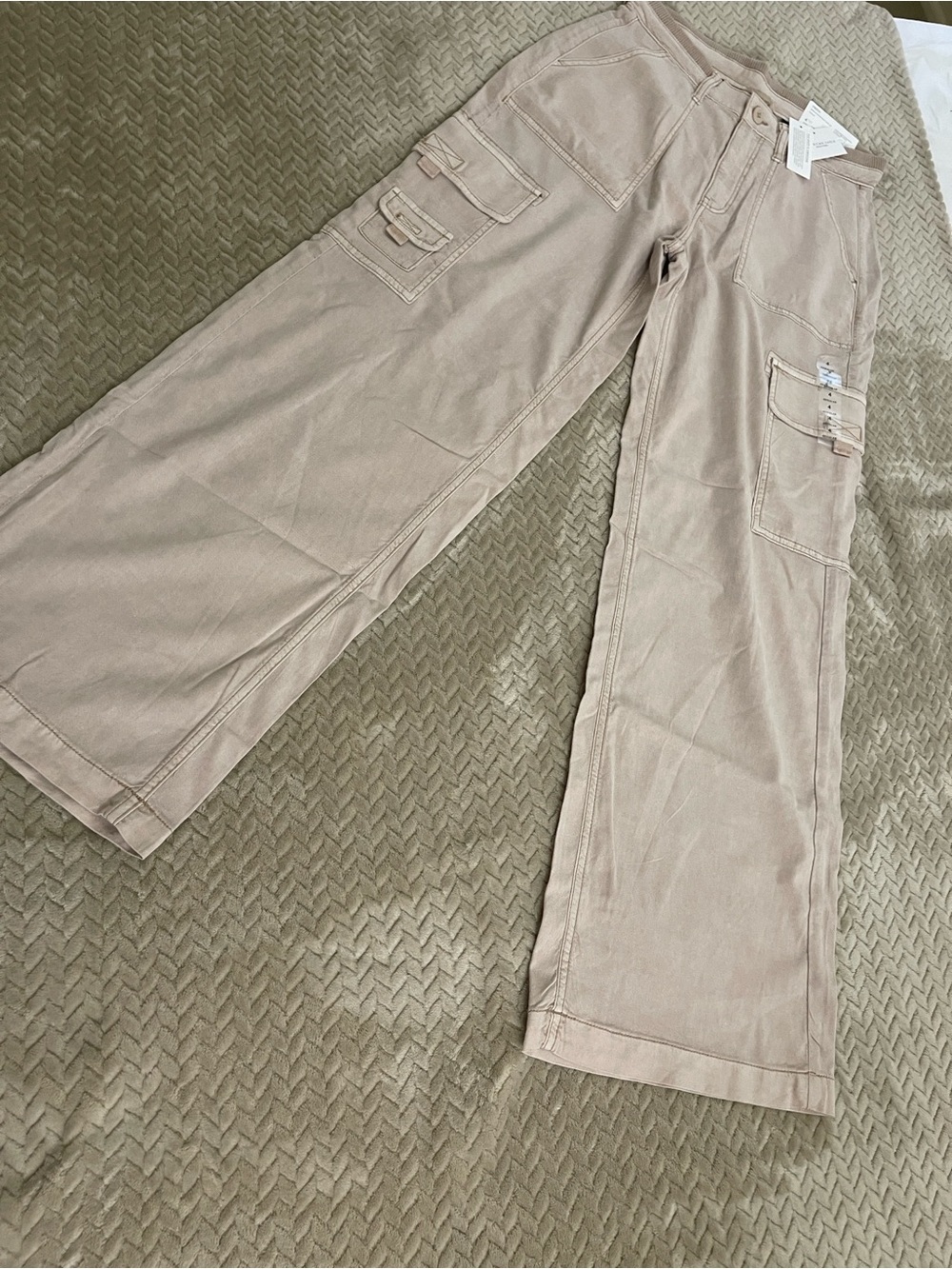 Neutral Blush Cargo Pants with Flap Pocket Detail American Eagle